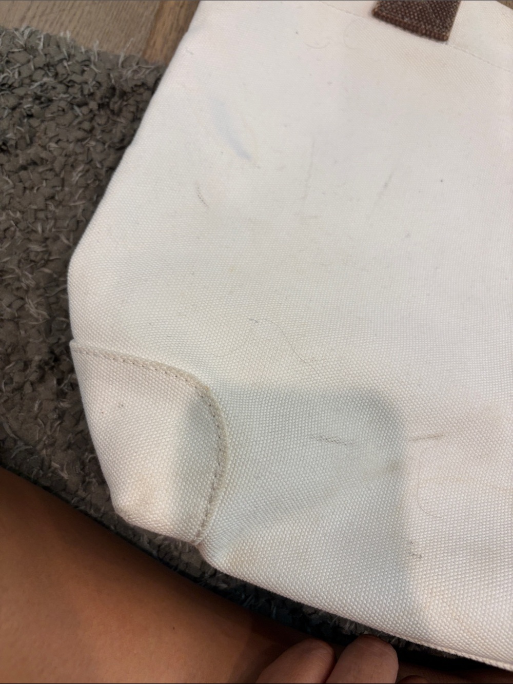 J Crew Canvas Tote Bag with Brown Handles - White - Picture 13 of 16